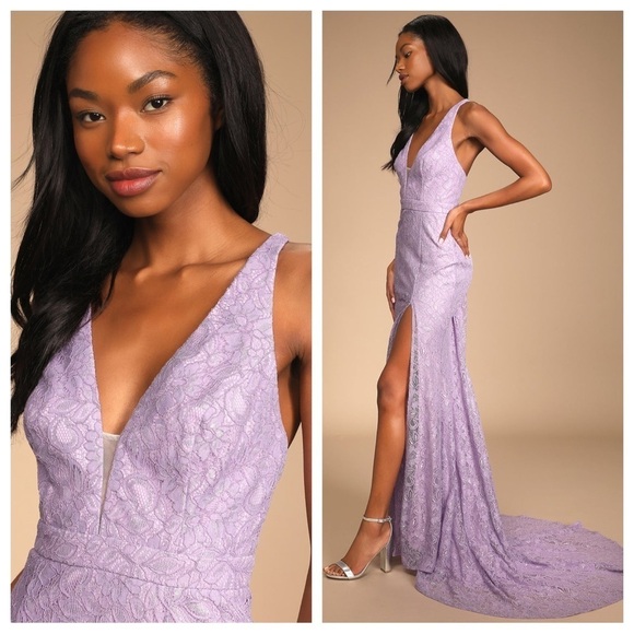 Lulu's Lavender Lace Maxi Dress - Picture 2 of 8